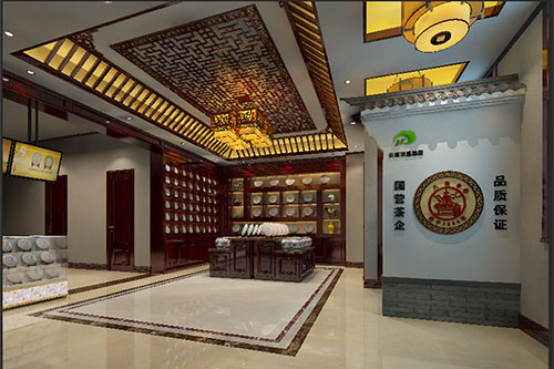 阿克苏古朴典雅的中式茶叶店大堂设计效果图