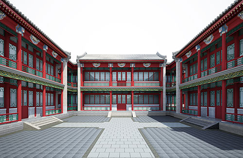 阿克苏北京四合院设计古建筑鸟瞰图展示